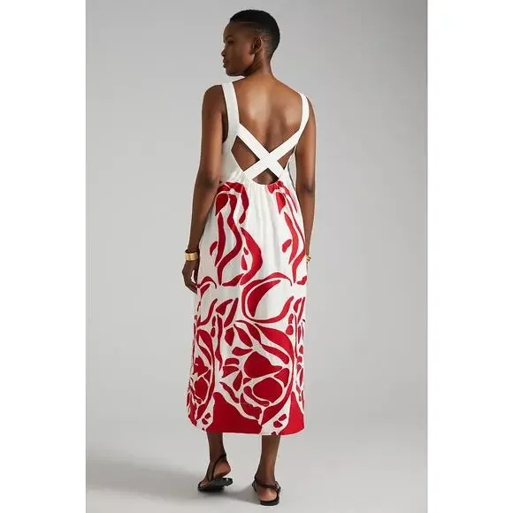 Anthropologie Front Cut Out Linen Blend Maxi Dress - Picture 3 of 7